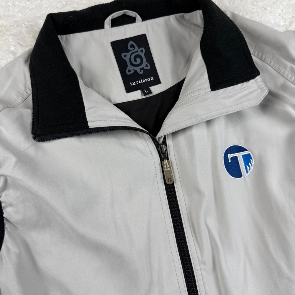 Turtleson Golf Vest Mens Large Stone Full Zip Fleece Back Sleeveless Performance